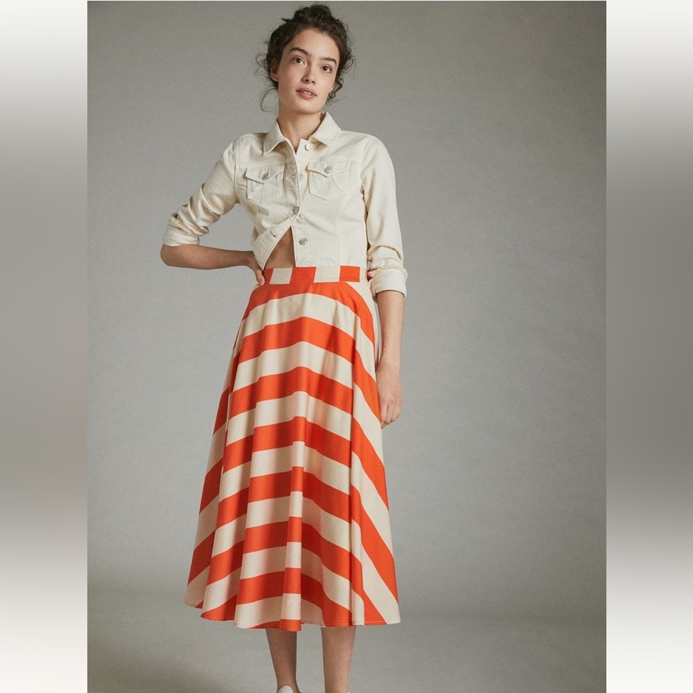 Anthropologie Mare Mare Ilsa Striped Midi Skirt